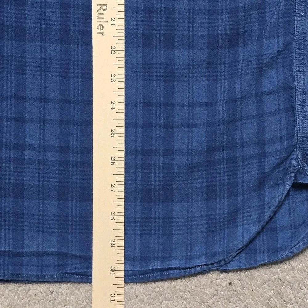 Polo Ralph Lauren Indigo Oxford Popover Shirt Mens XL Blue Plaid Beach Preppy